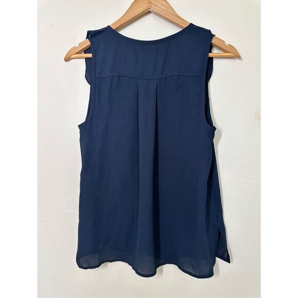 Anthropologie Maeve Navy Blue Sleeveless Blouse Size 4 - Picture 4 of 4